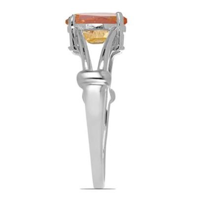 BUY STERLING SILVER NATURAL PADPARADSCHA QUARTZ SINGLE STONE RING